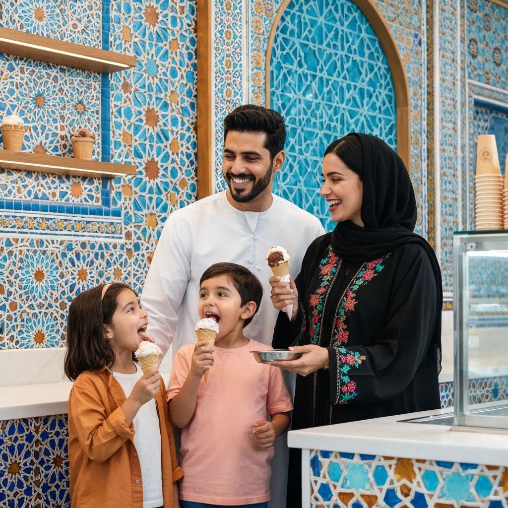 عائلات تستمتع بالآيس كريم